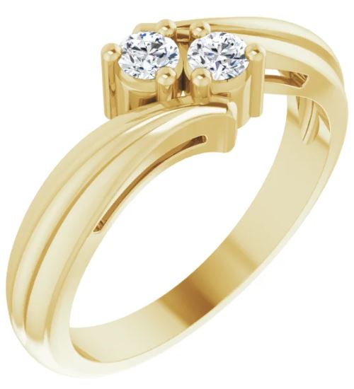 Yellow Gold Round Diamond 2 Stone Ring