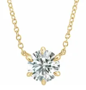 Yellow Gold 6 Prong Setting Diamond Necklace