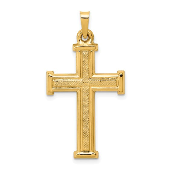 Yellow Gold Satin and Polish Cross Charm