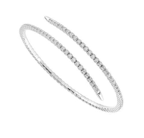 White Gold Round Diamond Flexi Bangle