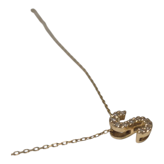 Yellow Gold S Mini Initial Pendant