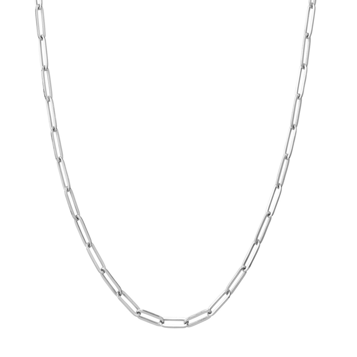 18In White Silver Paperclip Necklace