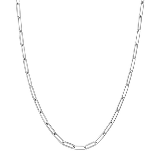 18In White Silver Paperclip Necklace