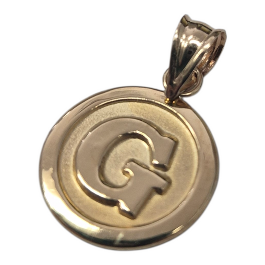 Yellow Gold Initial G Medallion Pendant