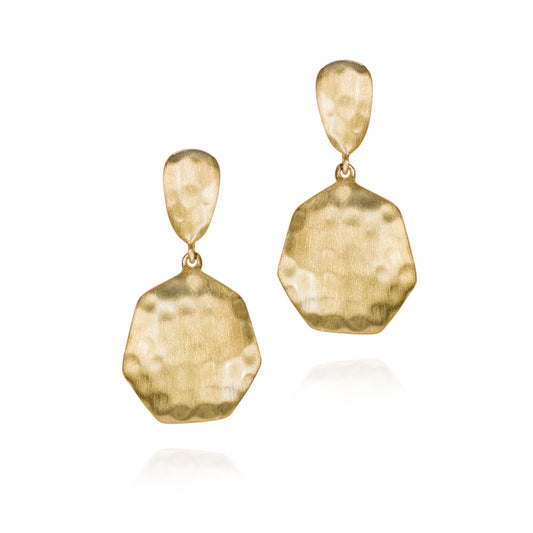 Gold-Plated Silver Hammered Drop Earrings