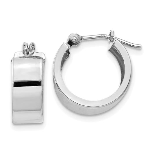 White Gold Wide Huggie Earrings