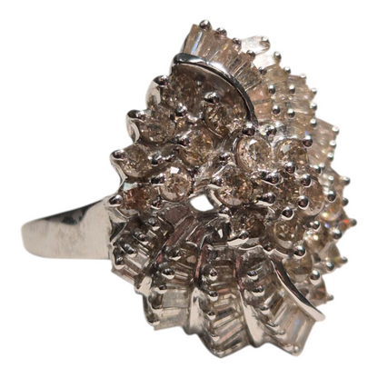 White Gold Champagne Diamond Ballerina Ring