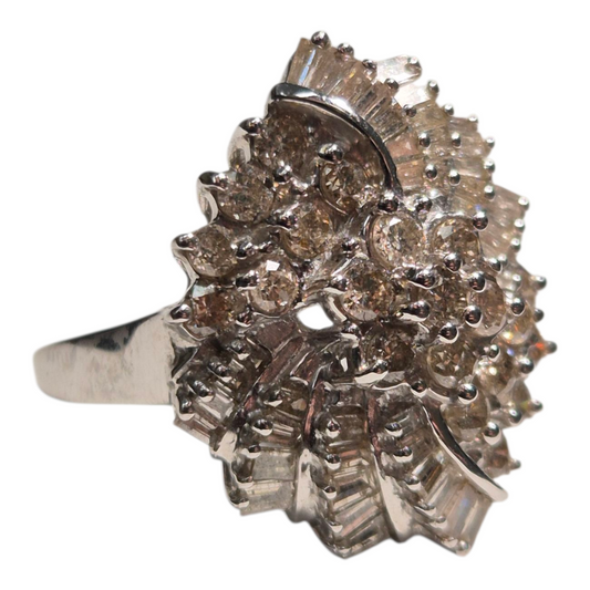 White Gold Champagne Diamond Ballerina Ring