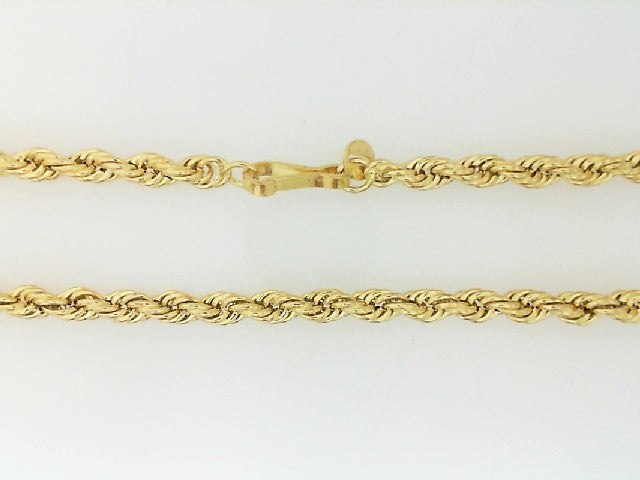 Vintage Yellow Gold Heavy Hollow Rope Chain