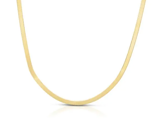 Yellow Silver Herringbone Necklace