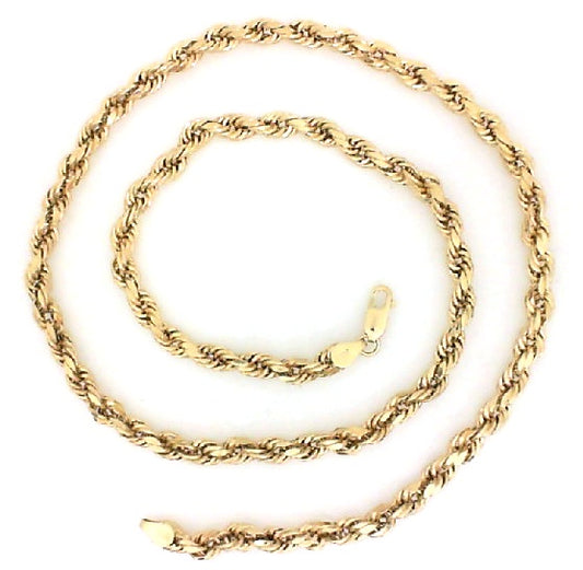 Vintage Yellow Gold Semi Solid Rope Necklace