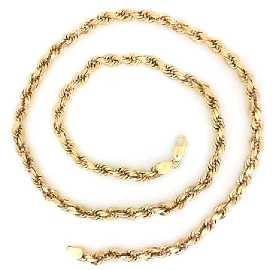 Vintage Yellow Gold Semi Solid Rope Necklace