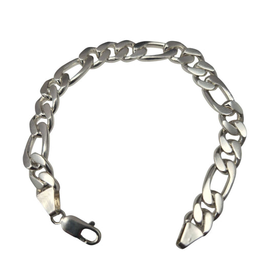 White Sterling Silver Figaro Bracelet