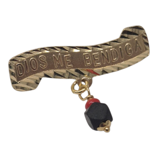 Yellow Gold Dios Me Bendiga Azabache Pin