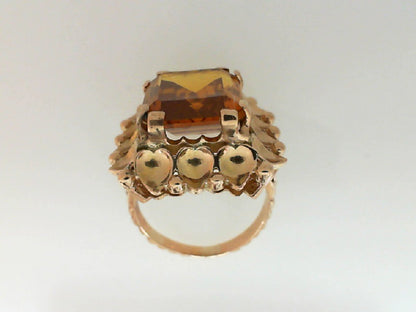 Yellow Gold Cuishion Citrine Cocktail Ring