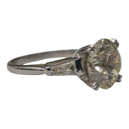 Platinum Tapered Baguette Diamond 3 Stone Ring