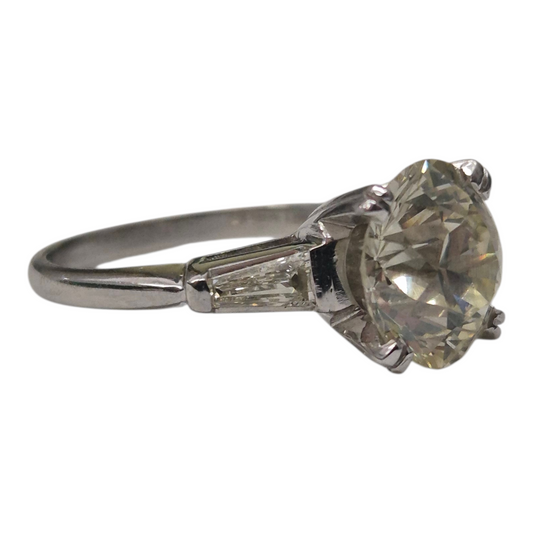 Platinum Tapered Baguette Diamond 3 Stone Ring