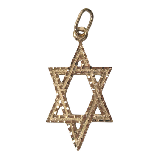 Yellow Gold Granular Star of David Pendant
