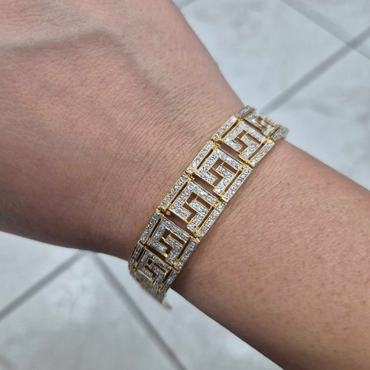 Yellow Gold Diamond Greek Key Bracelet