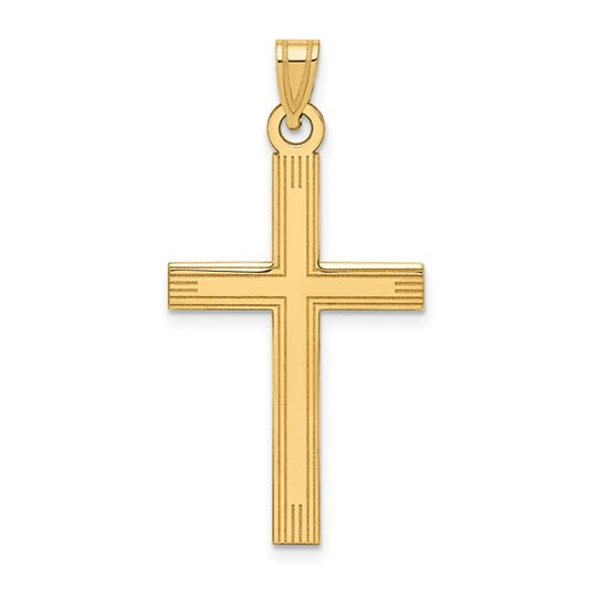 Yellow Gold Laser Etched Cross Charm