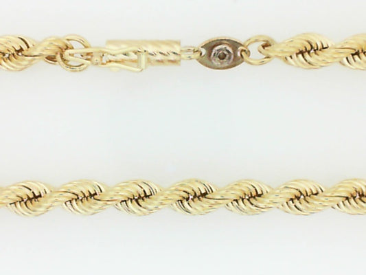 Vintage Yellow Gold Hollow Rope Necklace