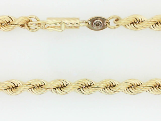 Vintage Yellow Gold Hollow Rope Necklace