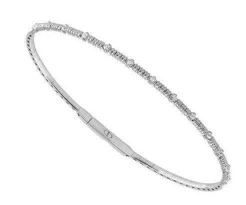 Polished White Gold Round Diamond Flexi Bracelet