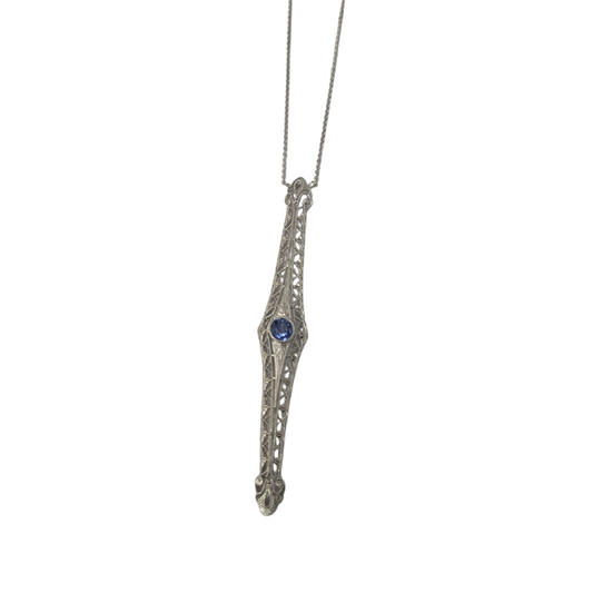 Two Tone Round Sapphire Pendant