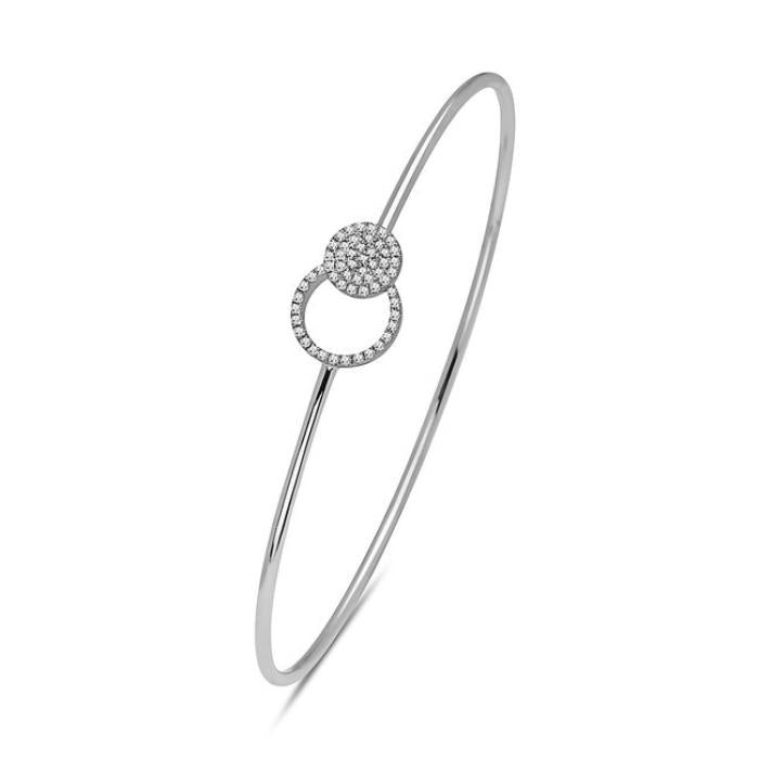 White Gold Interlocking Circle Bangle Bracelet