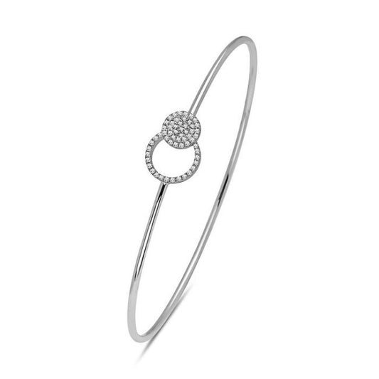 White Gold Interlocking Circle Bangle Bracelet