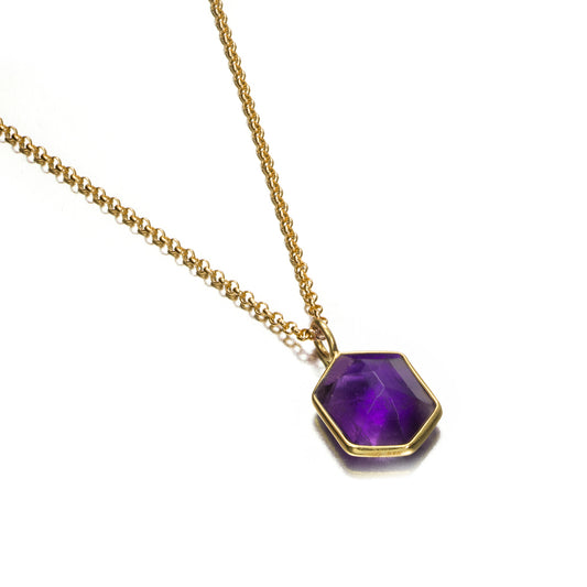Gold-Plated Silver Geometric Amethyst Pendant