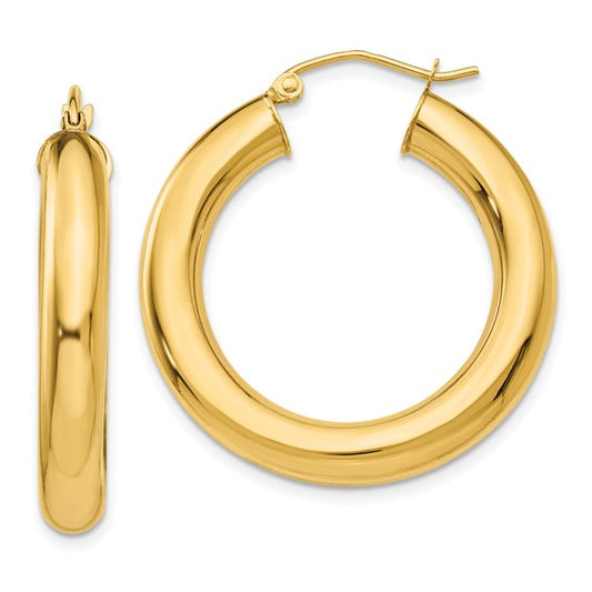 Yellow Gold 5mm Tube Hoop Earrings