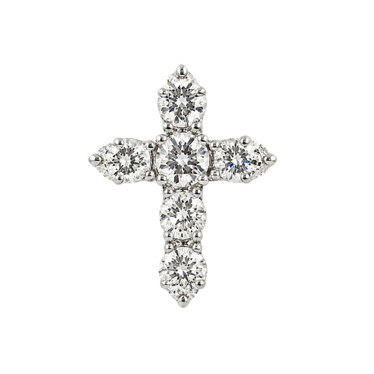 White Gold Round Diamond Cross Pendant
