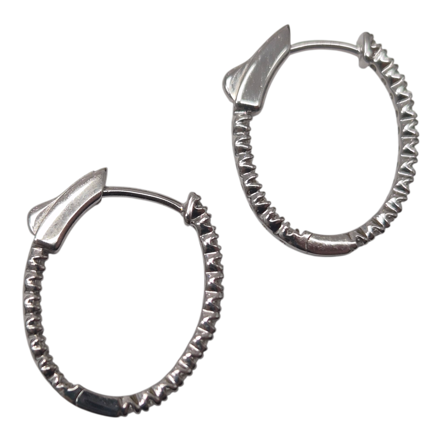 White Gold Diamond Inside Out Oval Hoops