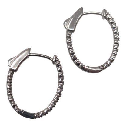 White Gold Diamond Inside Out Oval Hoops