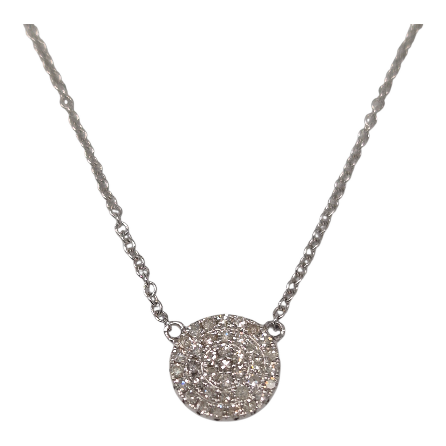 White Gold Pave Diamond Circle Necklace