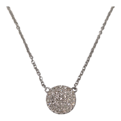White Gold Pave Diamond Circle Necklace