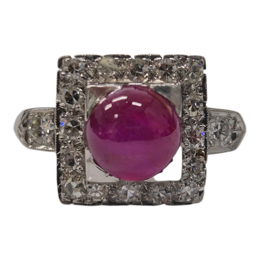 Platinum Star Ruby and Diamond Cocktail Ring