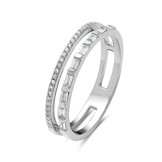 White Gold 2 Row Open Design Ring