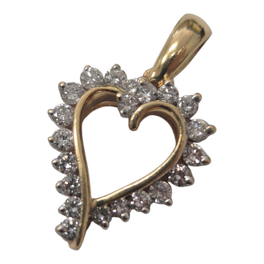 Yellow Gold Brilliant Cut Diamond Heart Pendant