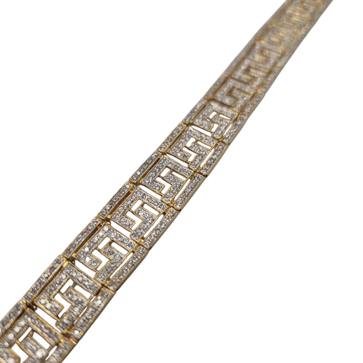 Yellow Gold Diamond Greek Key Bracelet