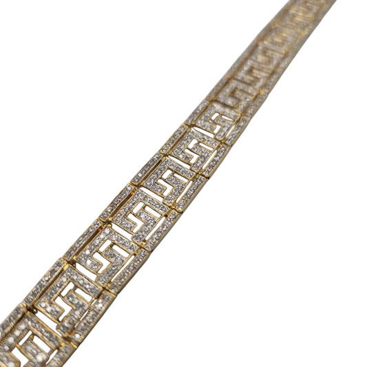 Yellow Gold Diamond Greek Key Bracelet