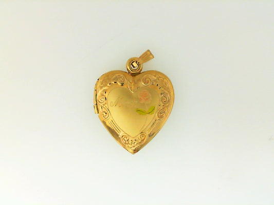 Vintage Yellow Gold Heart Mom Locket Pendant