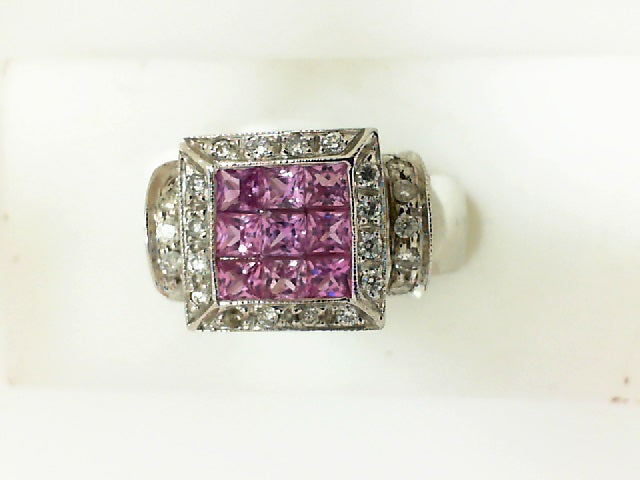 White Gold Square Cushion Sapphire Geometric Ring