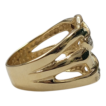 Yellow Gold Round Diamond Weave Ring