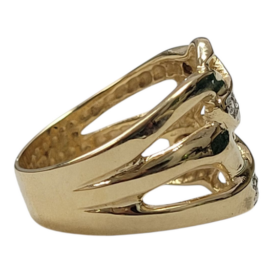 Yellow Gold Round Diamond Weave Ring