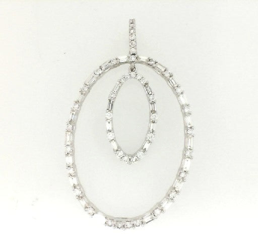 White Gold Triple Oval Diamond Pendant