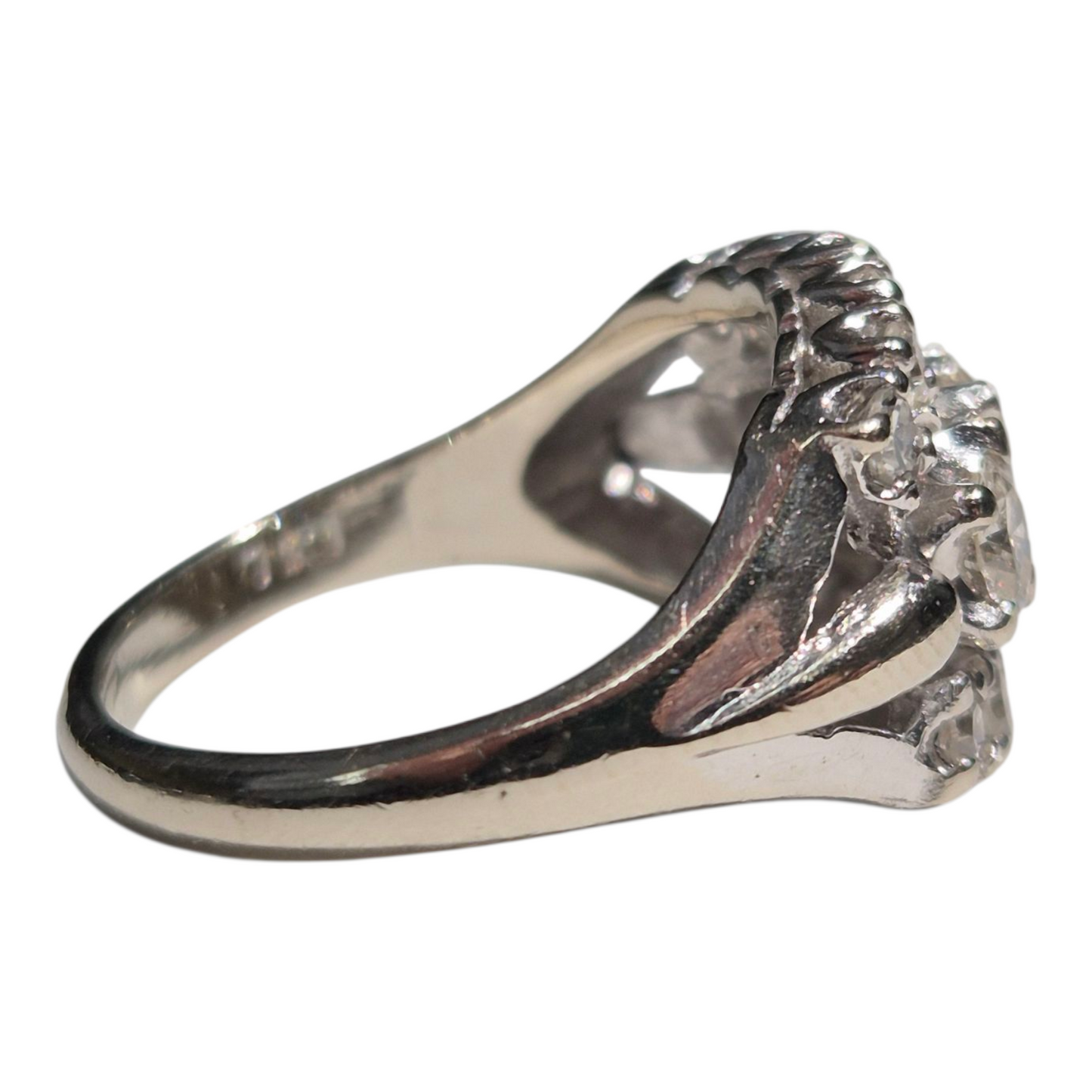 White Gold Three Row Brilliant Cut Diamond Ring