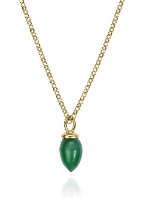 Gold-Plated Silver Green Onyx Pendulum Pendant