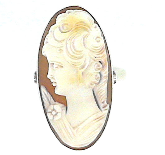 Vintage Hand Carved Godess Cameo Ring